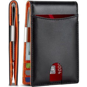 HEMETR Mens Slim Wallet with Money Clip, Front Pocket RFID Blocking Minimalist